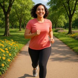 patient running in a park while on supervised semaglutide GLP1 therapy